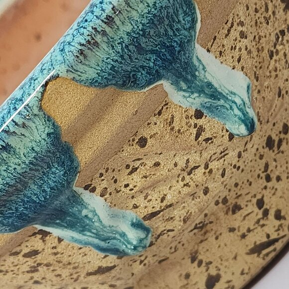 Handmade Clay‎ Pottery Drip Glaze Bowl Turquoise & Speckled Tan Pottery - Picture 8 of 11